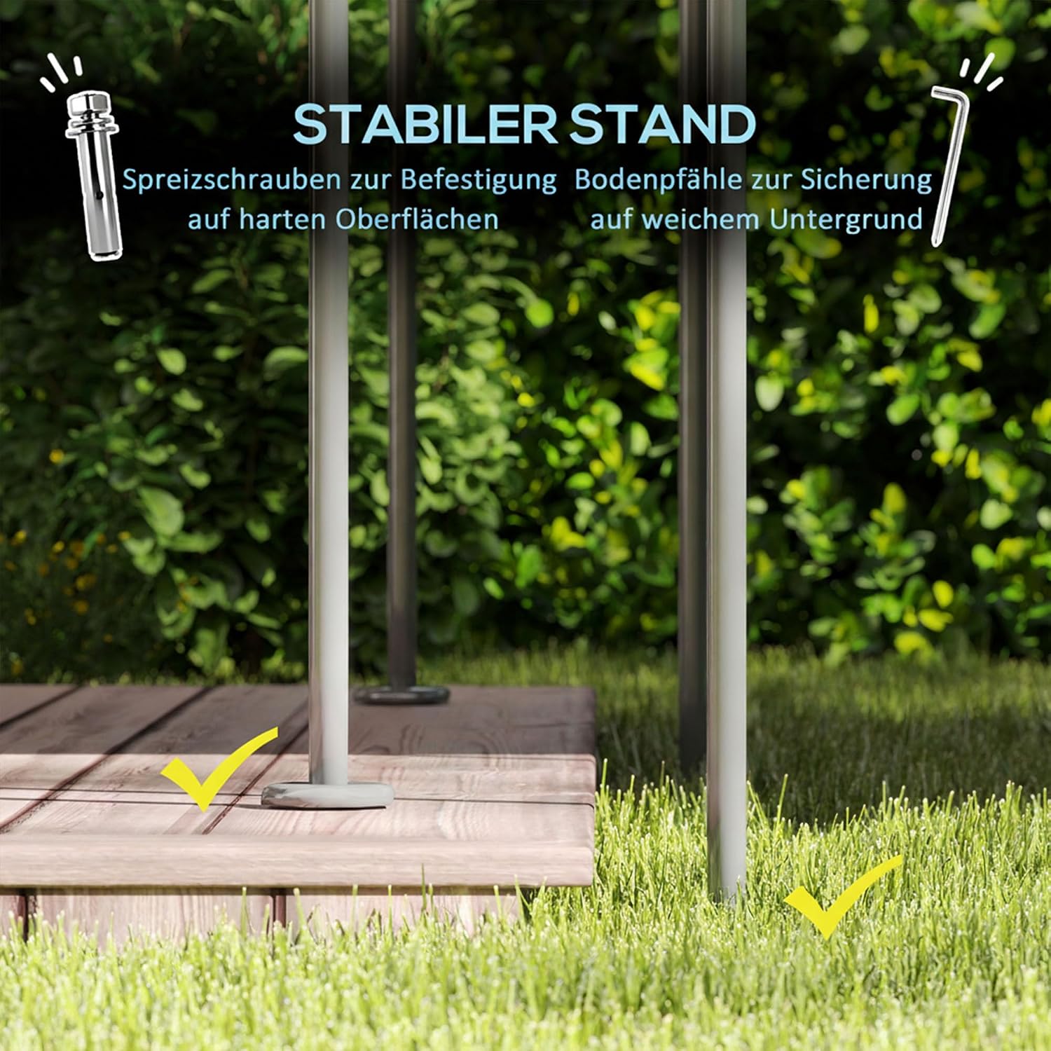 Outsunny Pavillon 4x3 m Stabil Winterfest Gartenpavillon mit Doppeldach 6 Seitenteile Ablauflöcher, Garten Pavillon aus Metall, für Garten, Terrasse, Dunkelgrau — Ansicht 6