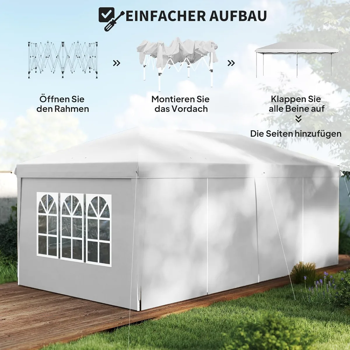 Pavillon 6x3 m Stabil Winterfest Gartenpavillon… — Ansicht 3