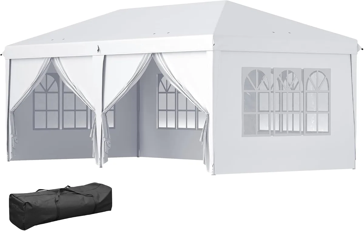 Outsunny Pavillon 6x3 m Stabil Winterfest Garten