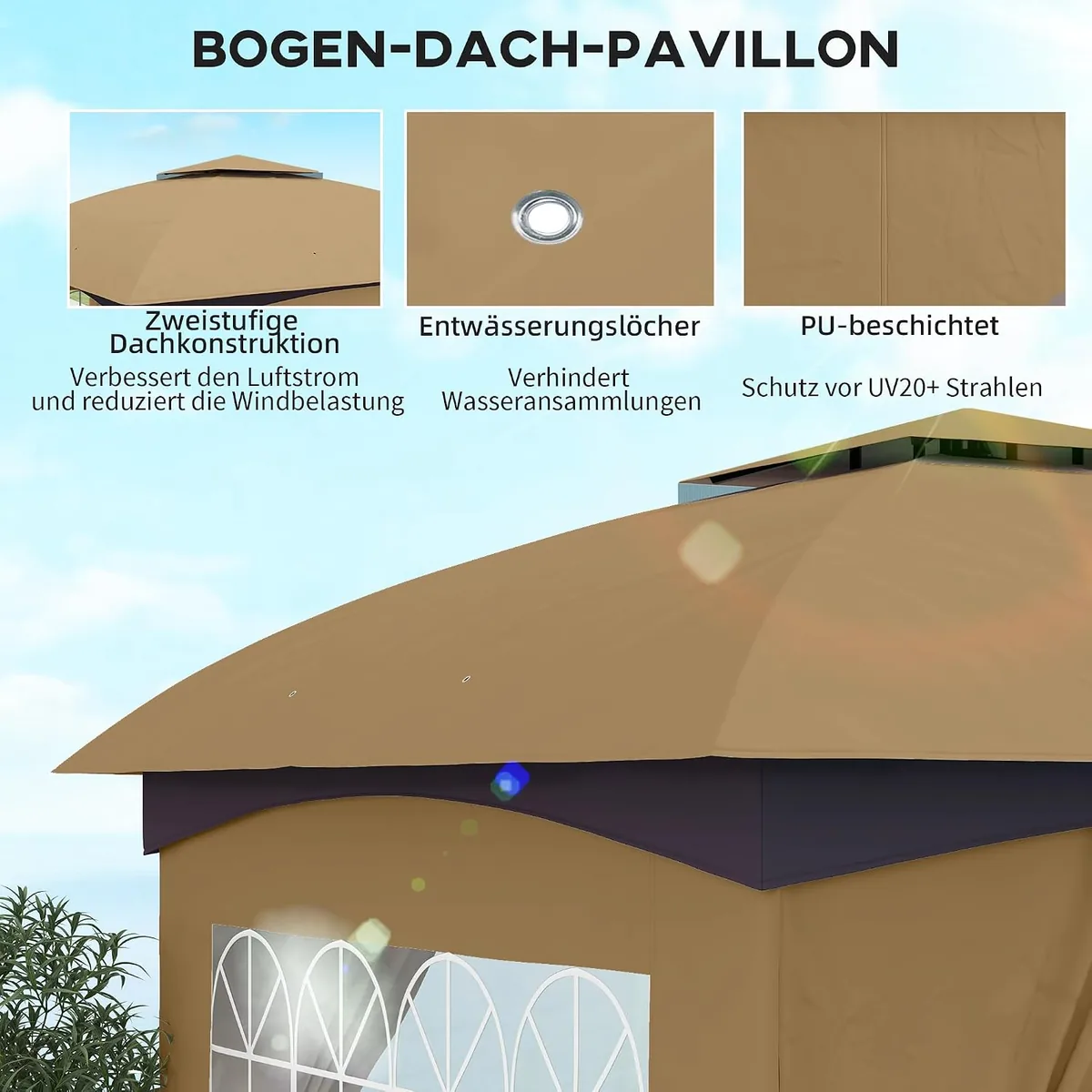Pavillon ca. 3,4x3,4 m wasserabweisend Gartenpavillon mit… — Ansicht 3
