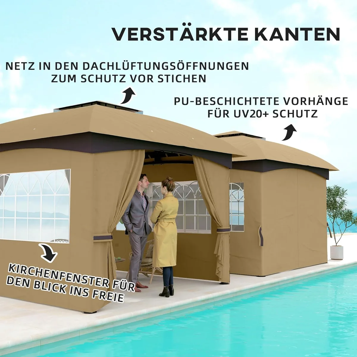 Pavillon ca. 3,4x3,4 m wasserabweisend Gartenpavillon mit… — Ansicht 4