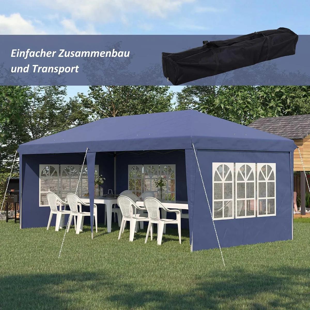 Pavillon ca. 3x6m Wasserdicht Pop-up Faltpavillon mit 4… — Ansicht 3