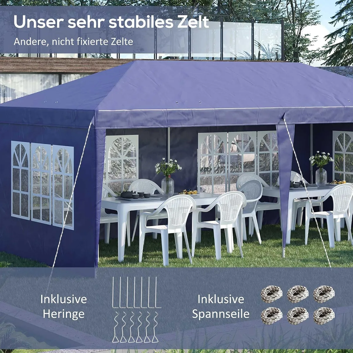 Pavillon ca. 3x6m Wasserdicht Pop-up Faltpavillon mit 4… — Ansicht 4