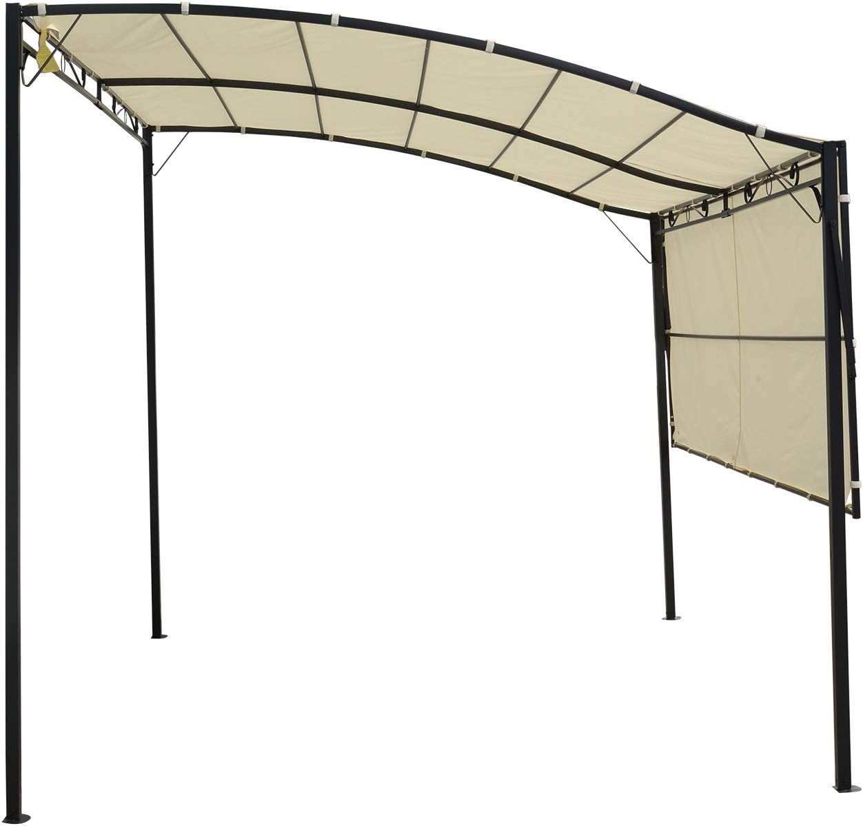 Outsunny Pavillon Gartenpavillon Markise Sonnenmarkise mit klappbarem Seitendach UV-Schutz Stahl + Polyester Cremeweiß + Schwarz 3 x 2,5 m — Ansicht 6