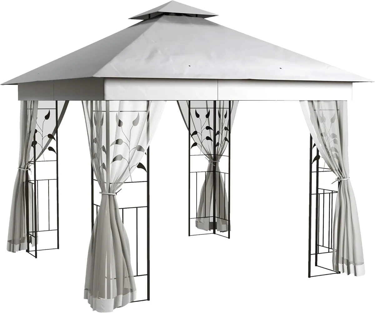 Pavillon mit Doppeldach, 3x3 m Wasserabweisend Stabil…