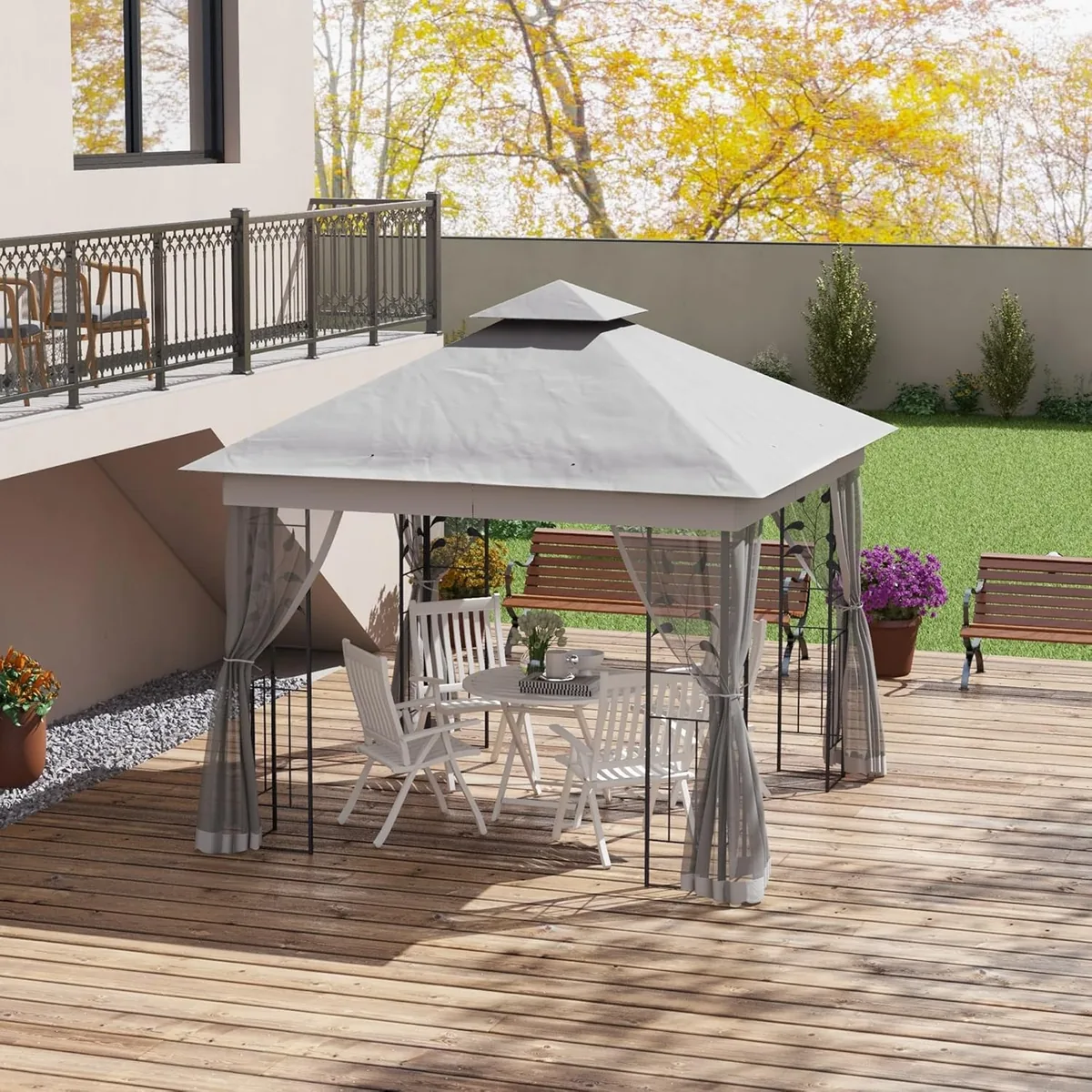 Pavillon mit Doppeldach, 3x3 m Wasserabweisend Stabil… — Ansicht 2