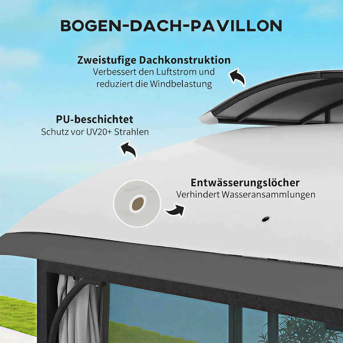 Pavillon mit Doppeldach, 4x3,3 m, wasserabweisend und… — Ansicht 3