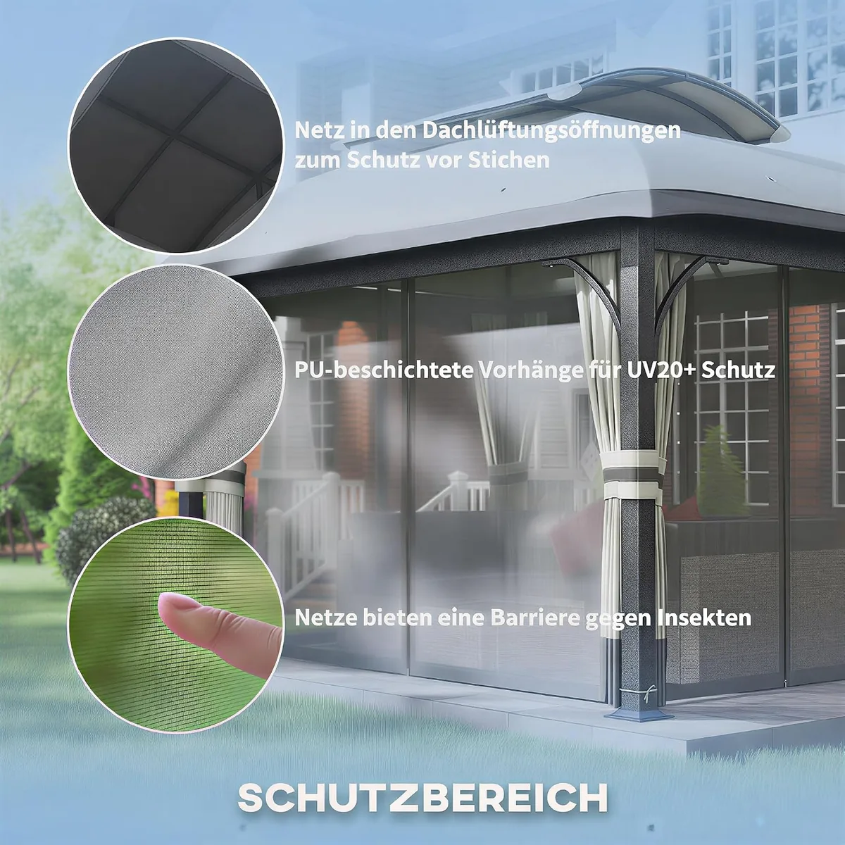 Pavillon mit Doppeldach, 4x3,3 m, wasserabweisend und… — Ansicht 4