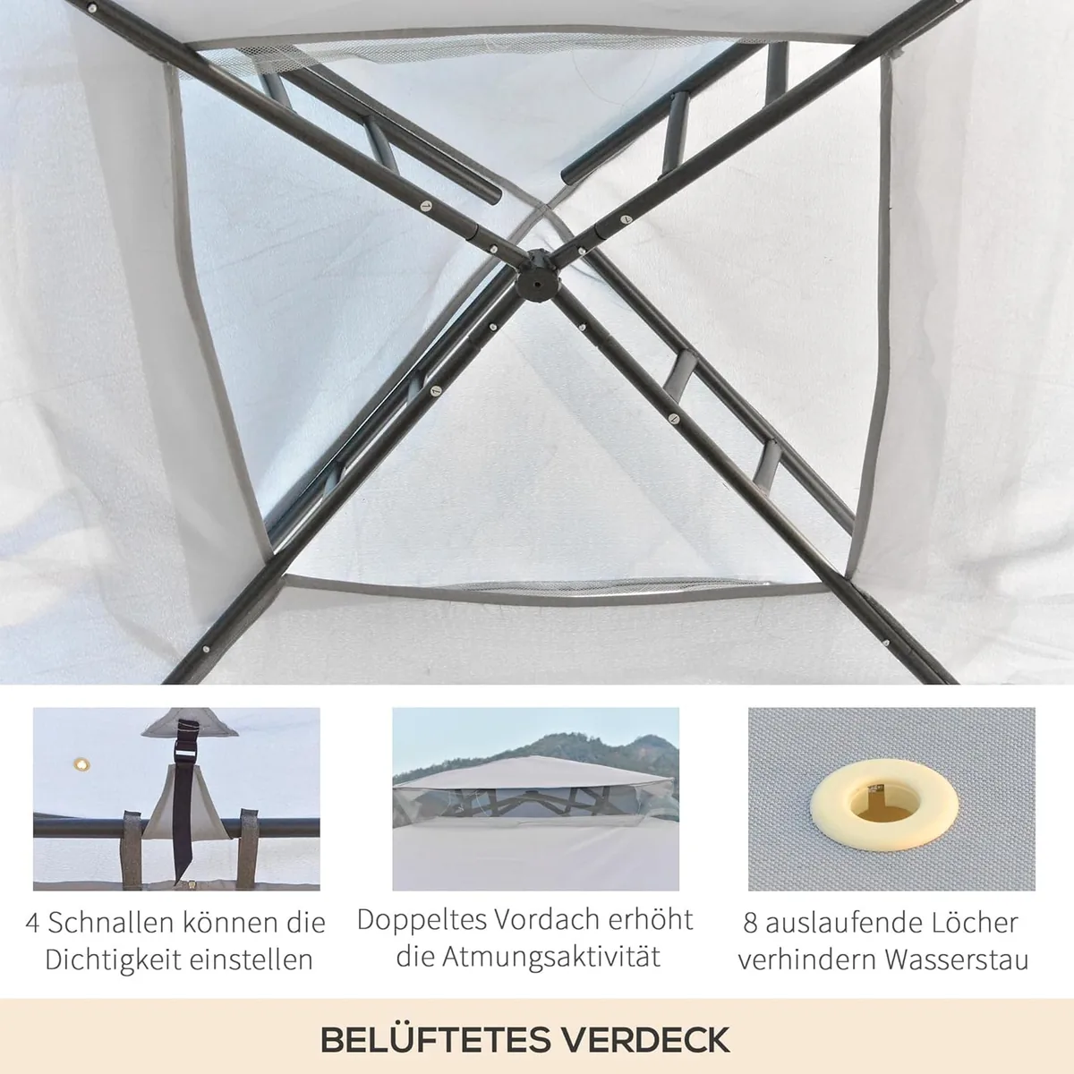 Pavillon mit Doppeldach, ca. 3x3 m Stabil Winterfest… — Ansicht 4