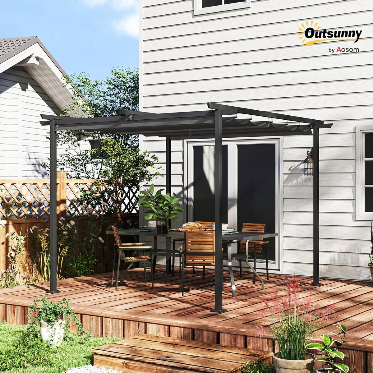 Pergola 3x3m Garten Pavillon Terrassendachung aus Metall… — Ansicht 2