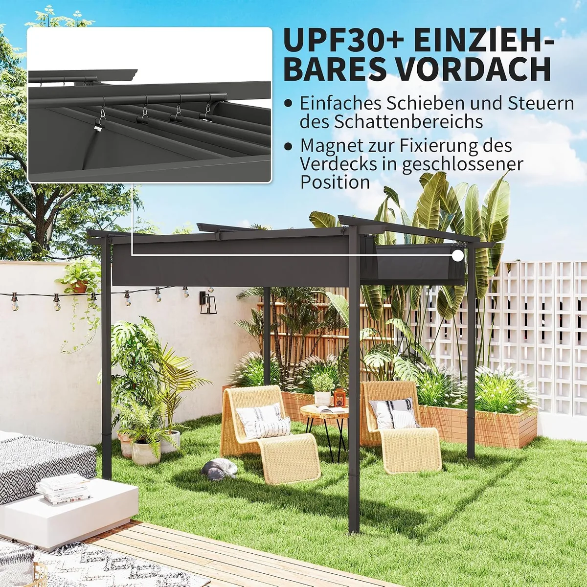 Pergola 3x3m Garten Pavillon Terrassendachung aus Metall… — Ansicht 3