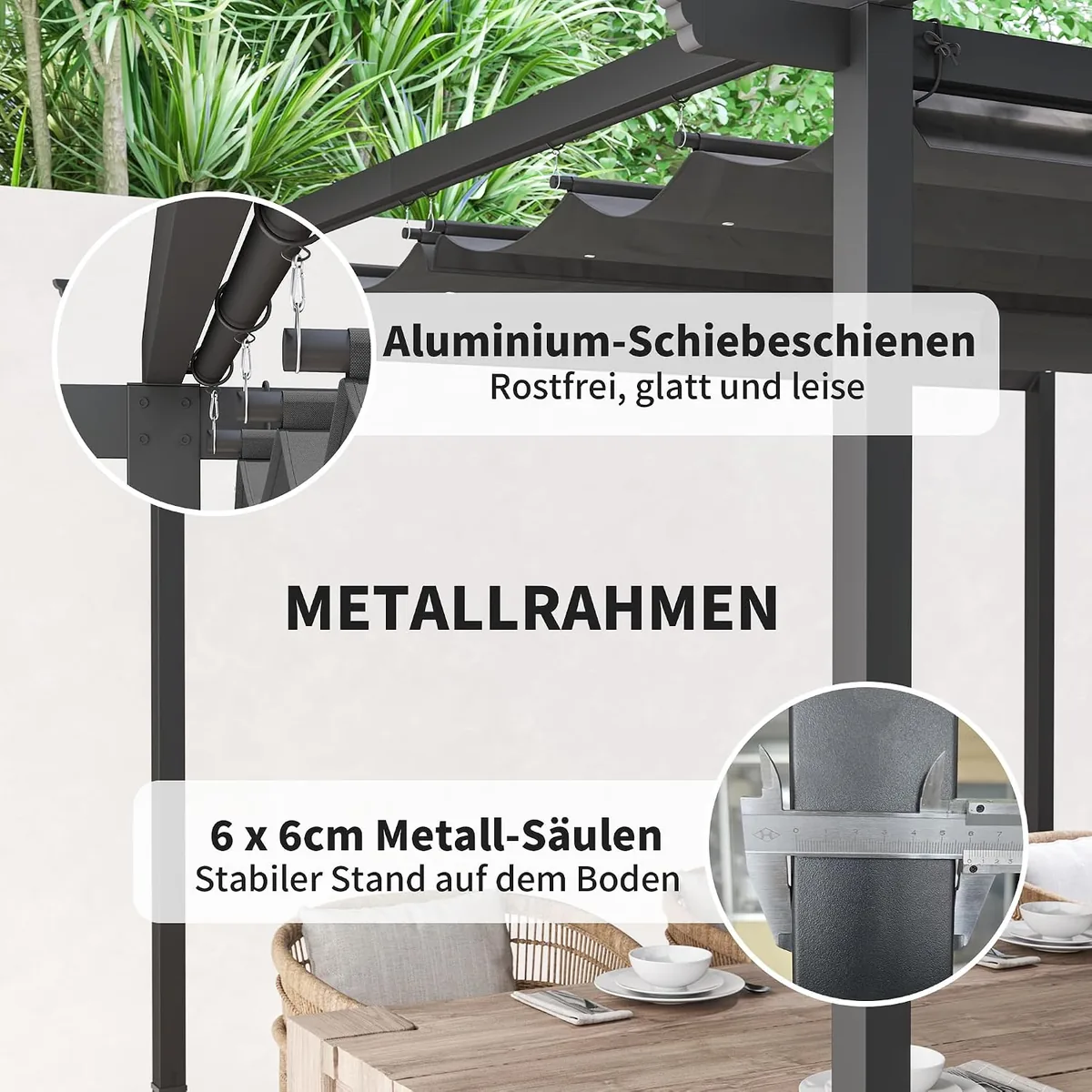 Pergola 3x3m Garten Pavillon Terrassendachung aus Metall… — Ansicht 4