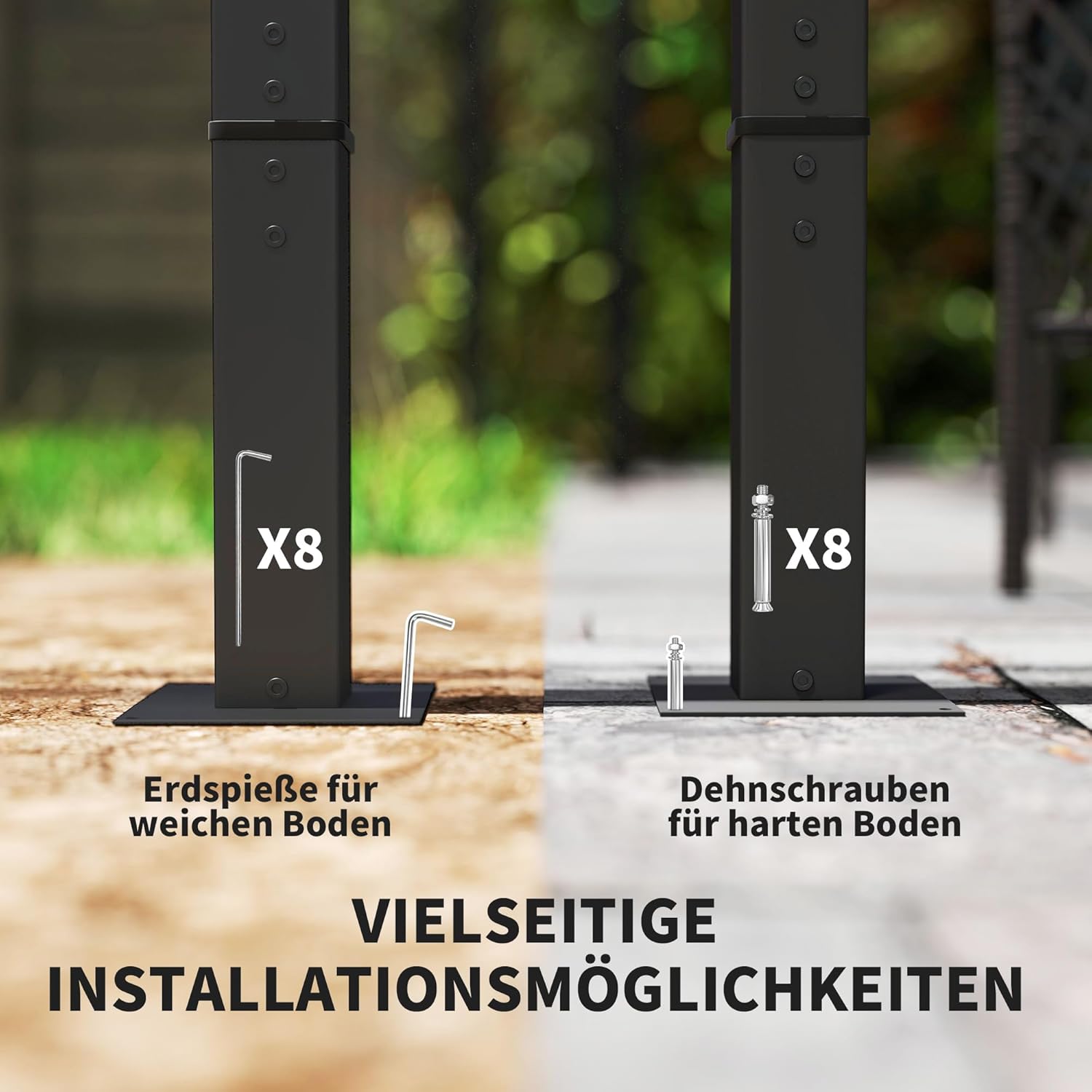Outsunny Pergola 3x3m Garten Pavillon Terrassendachung aus Metall, Gartenpavillon mit Verstellbares Sonnendach, UV Schutz 30+ Freistehender Sonnenschutz für Terrasse und Garten, Dunkelgrau — Ansicht 5