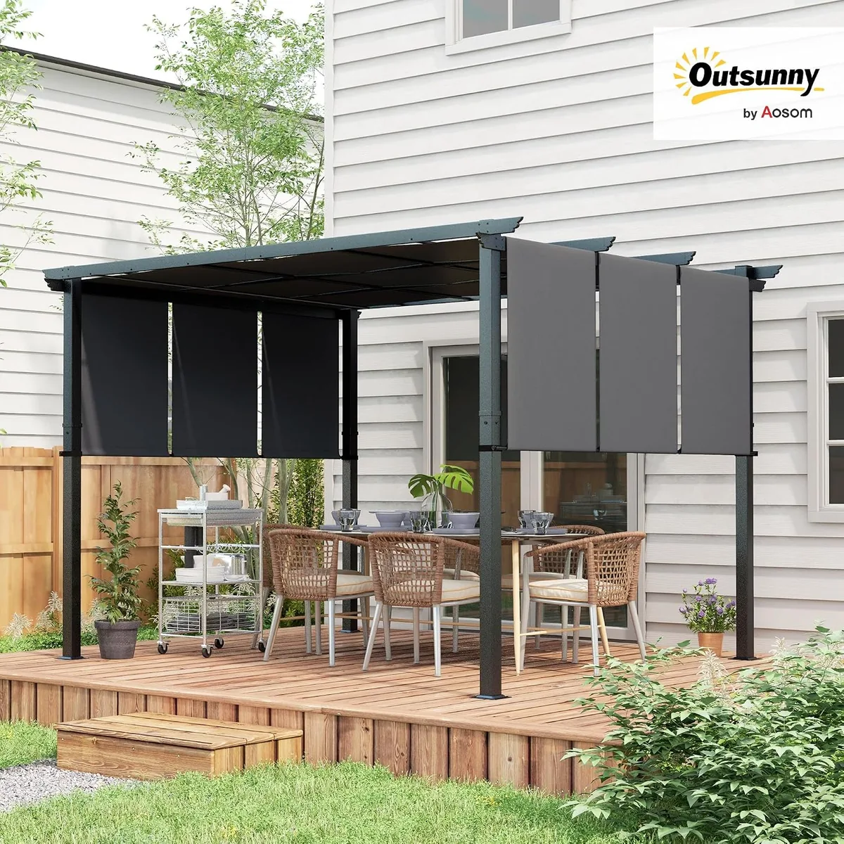 Pergola ca. 3,5x3m Garten Pavillon mit verstellbar Dach… — Ansicht 2