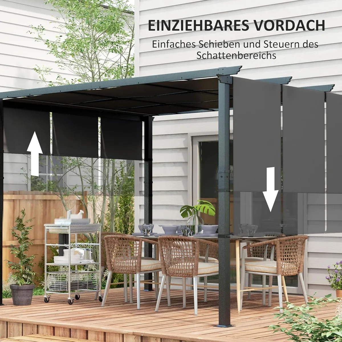 Pergola ca. 3,5x3m Garten Pavillon mit verstellbar Dach… — Ansicht 3