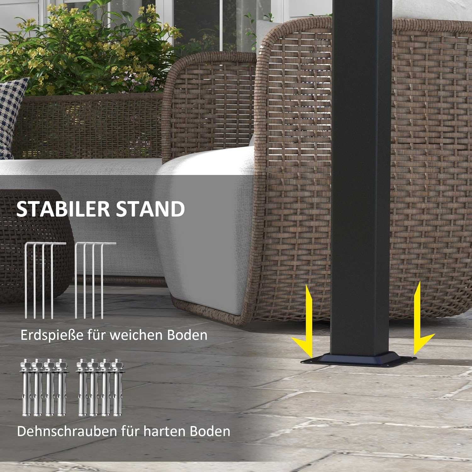 Outsunny Pergola ca. 3,5x3m Garten Pavillon mit verstellbar Dach, Terrassenüberdachung Metall Gartenpavillon Freistehend Sonnenschutz für Terrasse und Garten, Dunkelgrau — Ansicht 6