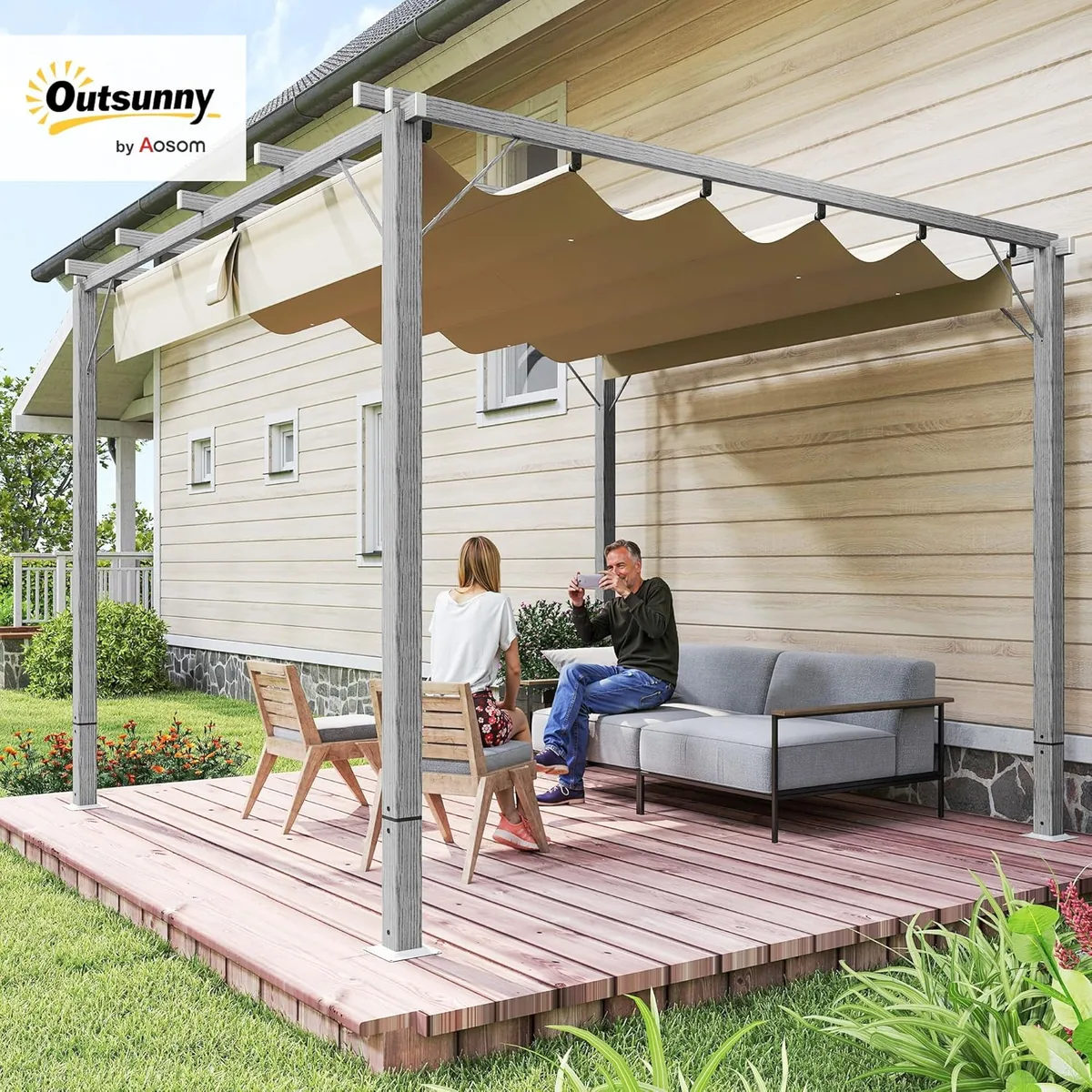 Pergola ca. 3x3m Garten Pavillon mit Magnetbefestigung… — Ansicht 2