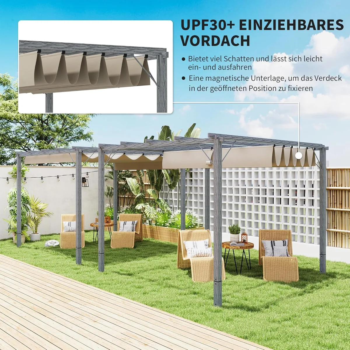 Pergola ca. 3x3m Garten Pavillon mit Magnetbefestigung… — Ansicht 3