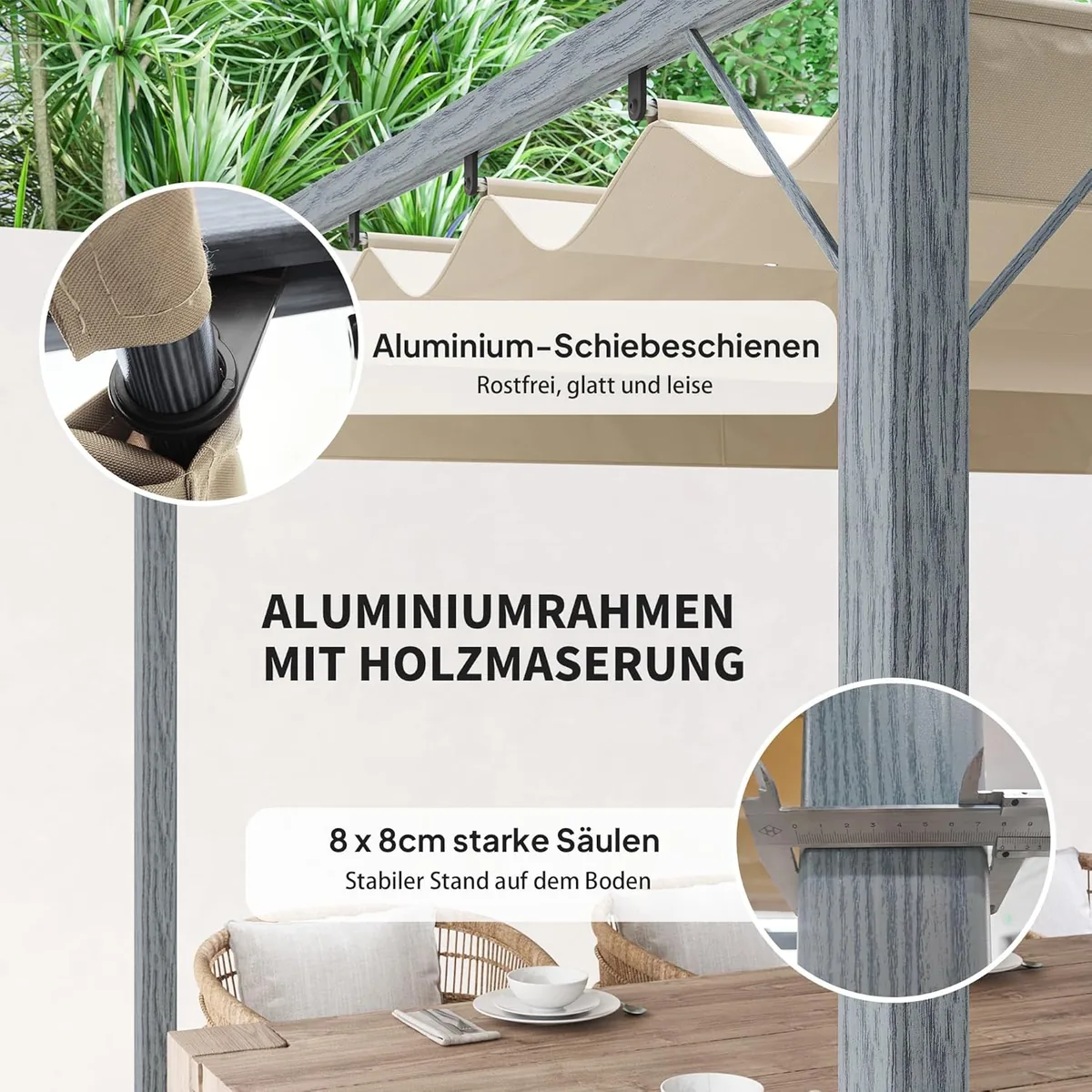 Pergola ca. 3x3m Garten Pavillon mit Magnetbefestigung… — Ansicht 4