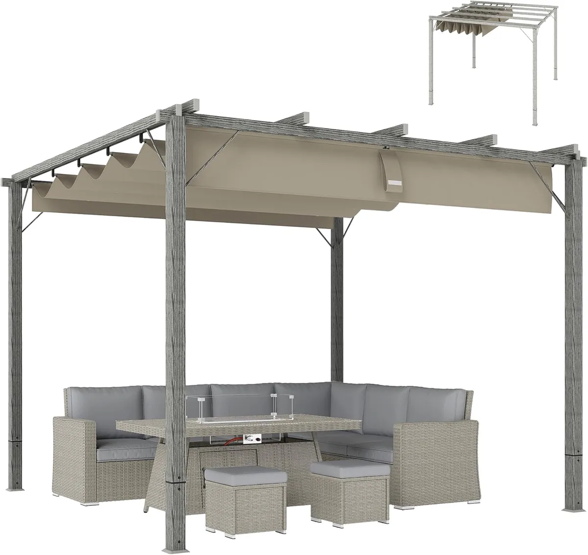 Pergola ca. 3x3m Garten Pavillon mit Magnetbefestigung…