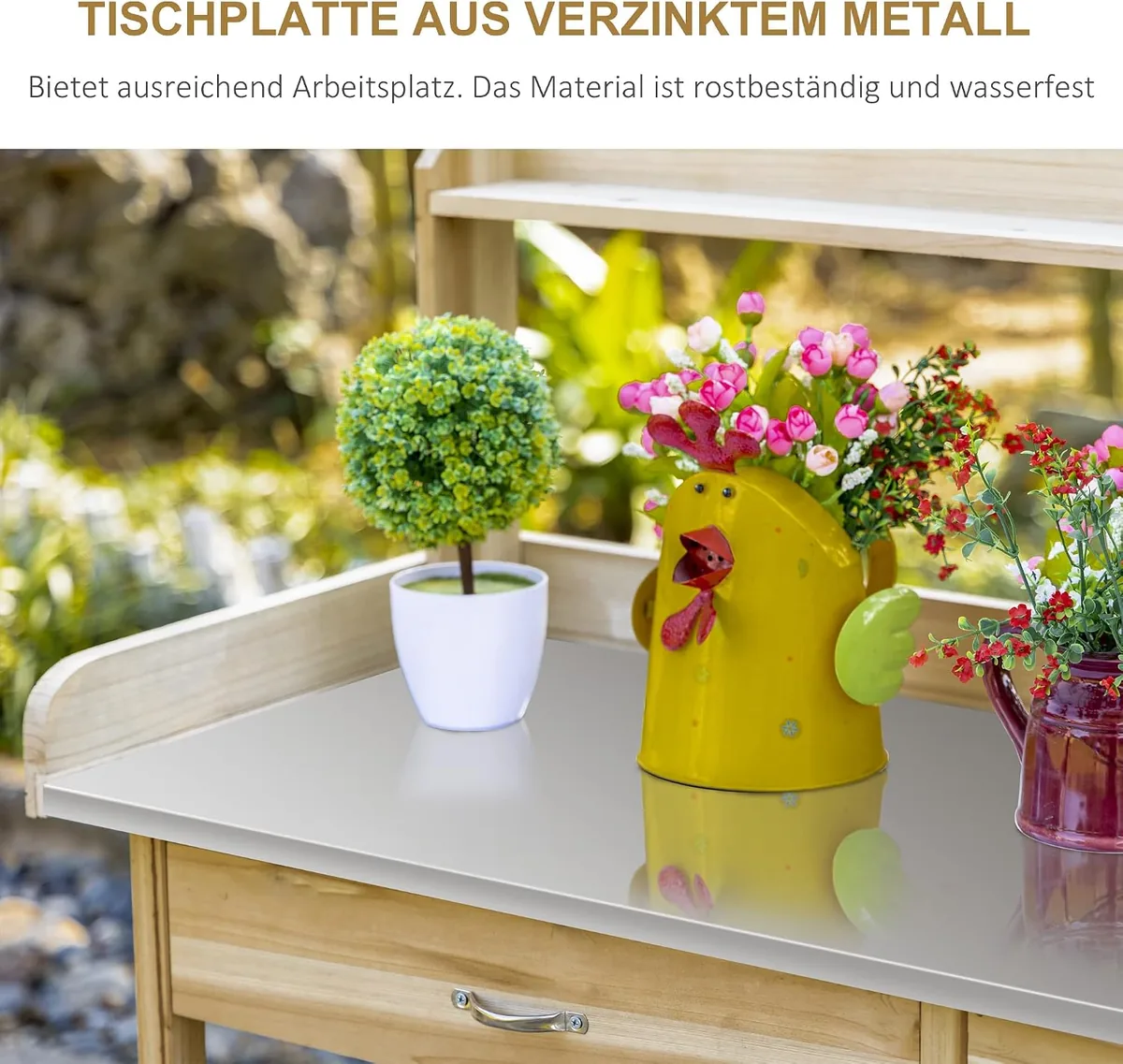 Pflanztisch mit verzinkter Arbeitsplatte Gärtnertisch mit… — Ansicht 3