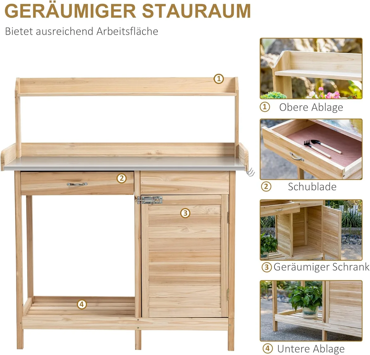 Pflanztisch mit verzinkter Arbeitsplatte Gärtnertisch mit… — Ansicht 4