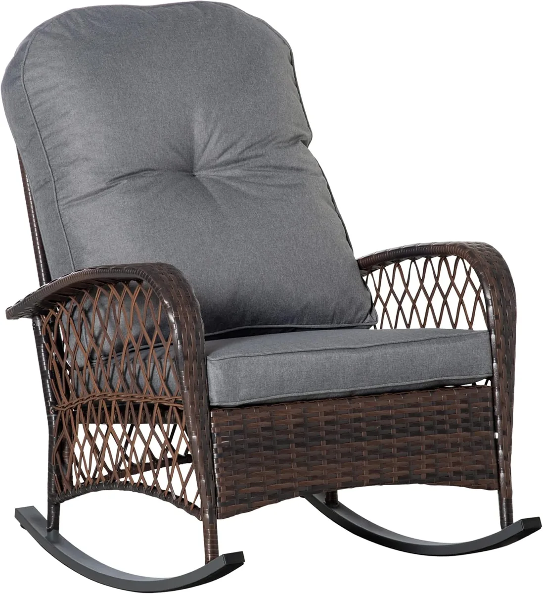 Poly Rattan Schaukelstuhl Schaukelsessel Gartenstuhl mit…