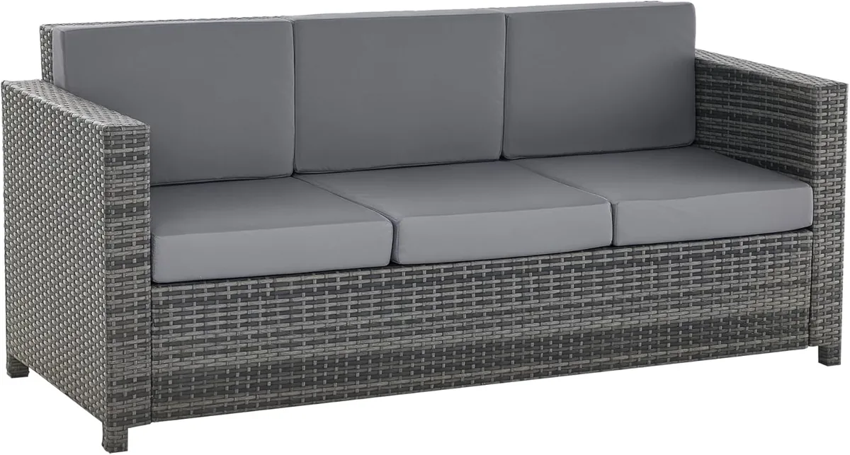 Poly-Rattan Sofa mit Kissen 3-Sitzer Garten Loungesofa…