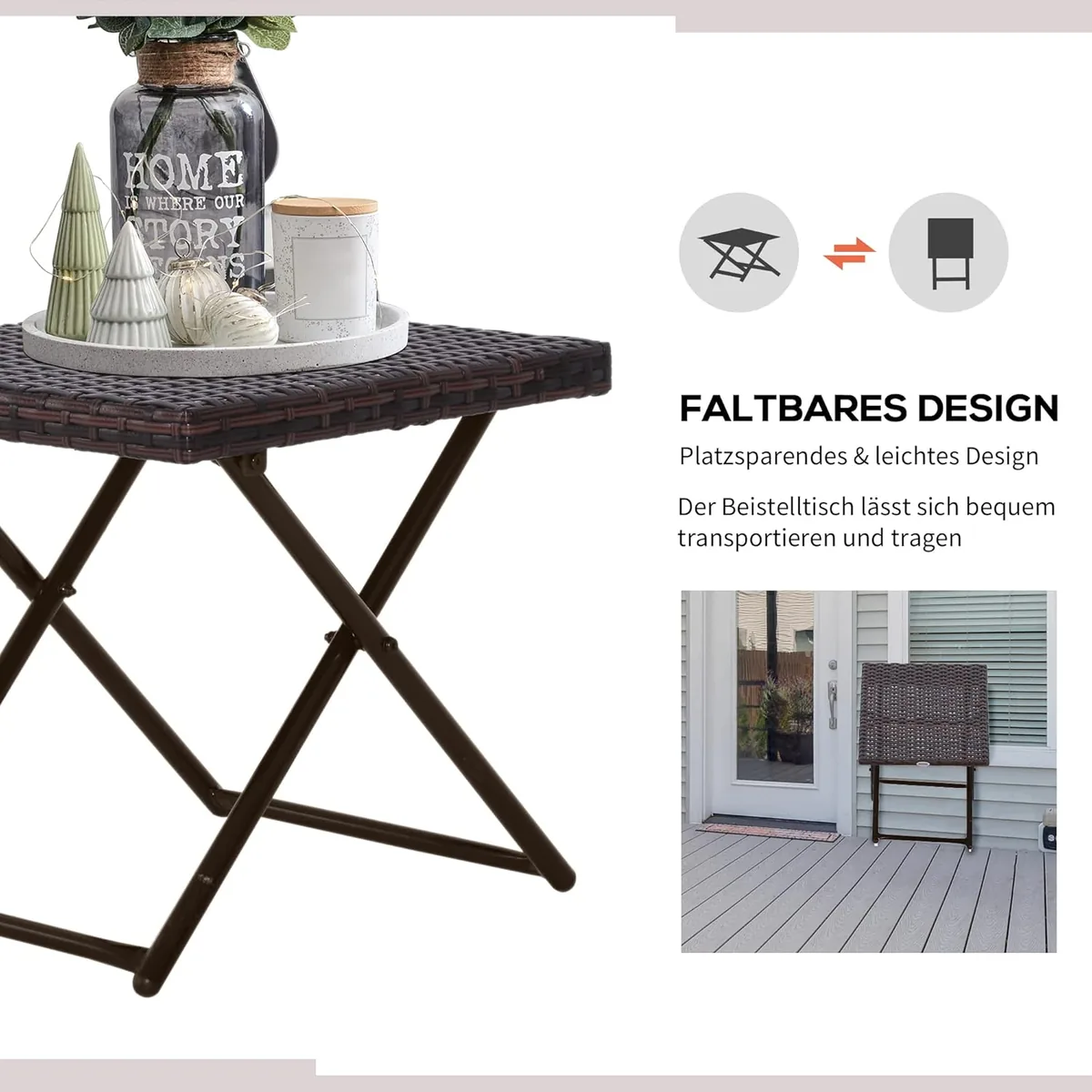 Polyrattan Beistelltisch Gartentisch klappbar Couchtisch… — Ansicht 4
