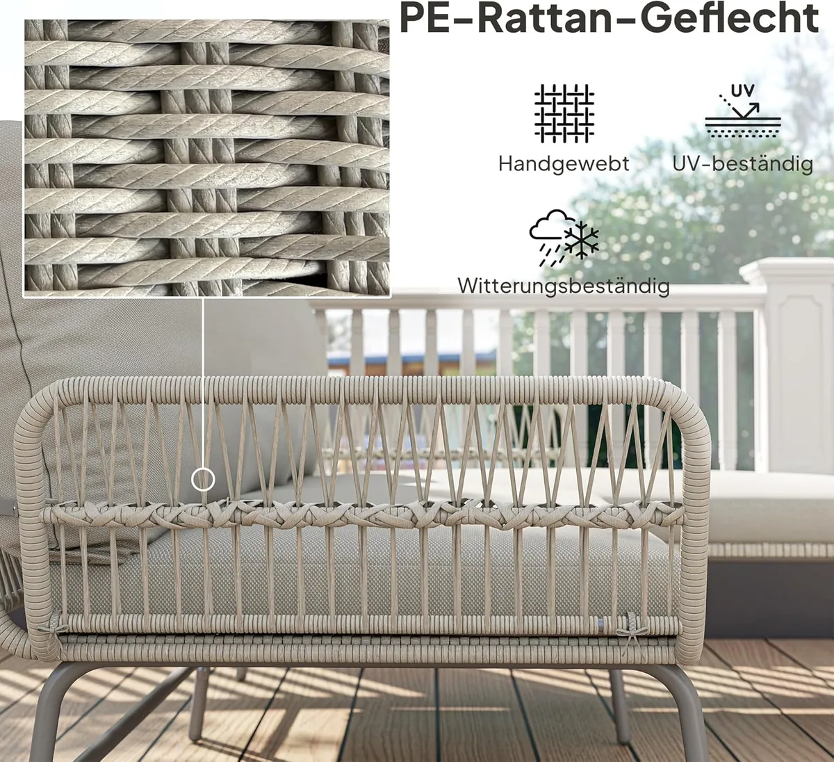 Polyrattan Gartenmöbel Set 3-teilig, Lounge Set mit… — Ansicht 3