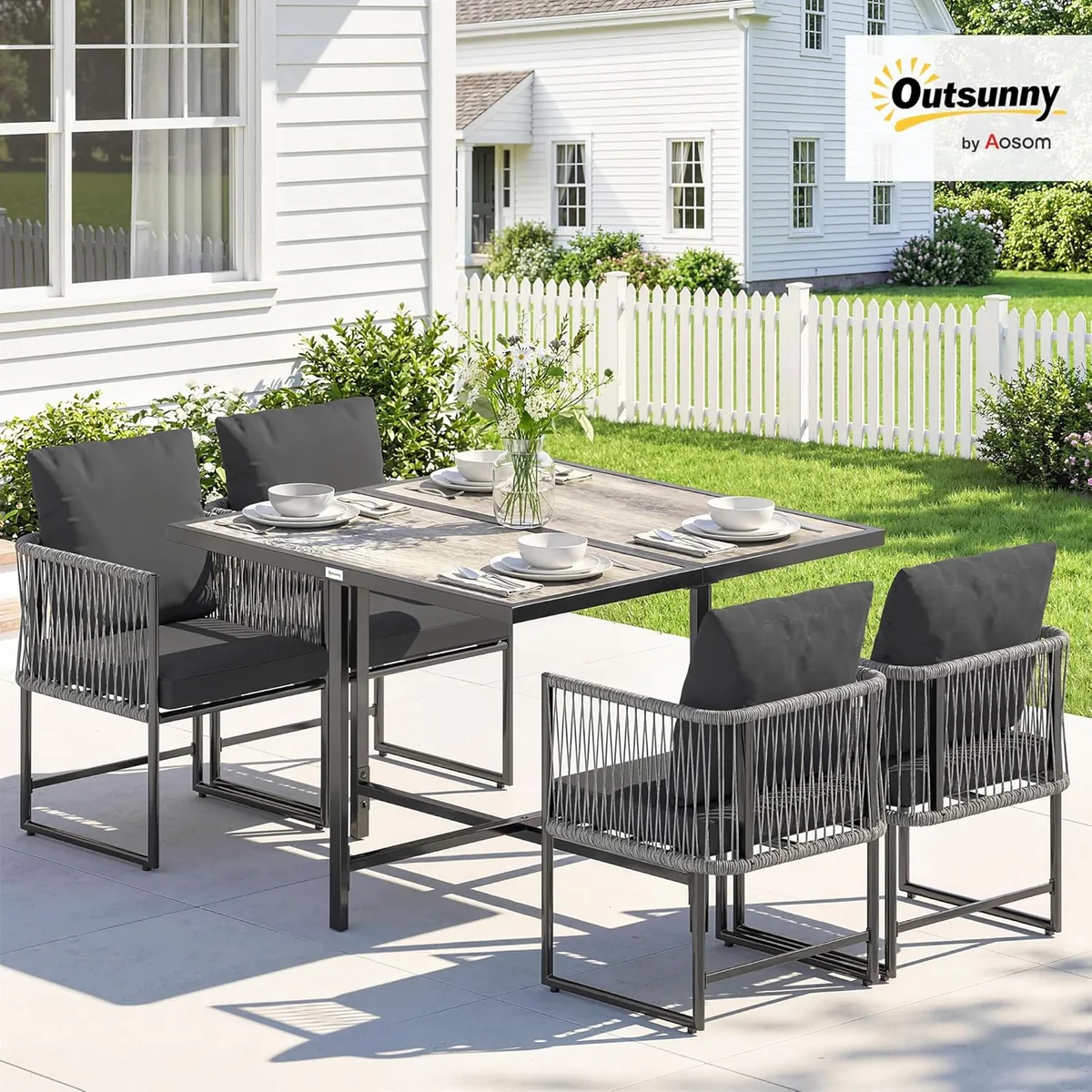 Polyrattan Gartenmöbel Set 5-teilig Platzsparend… — Ansicht 2