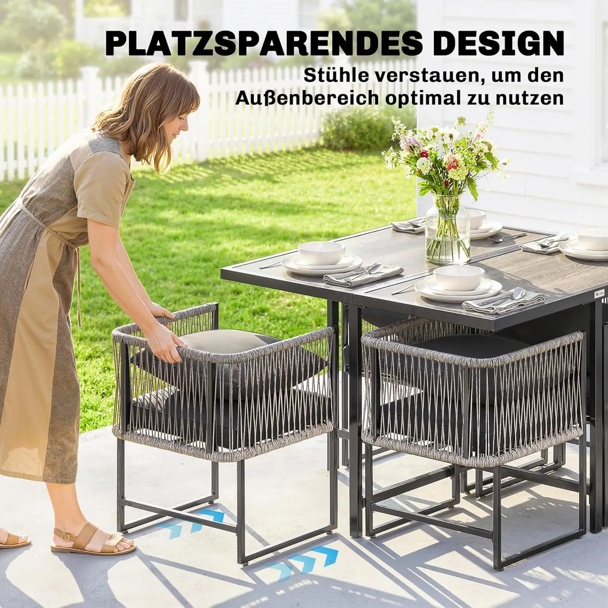 Polyrattan Gartenmöbel Set 5-teilig Platzsparend… — Ansicht 3