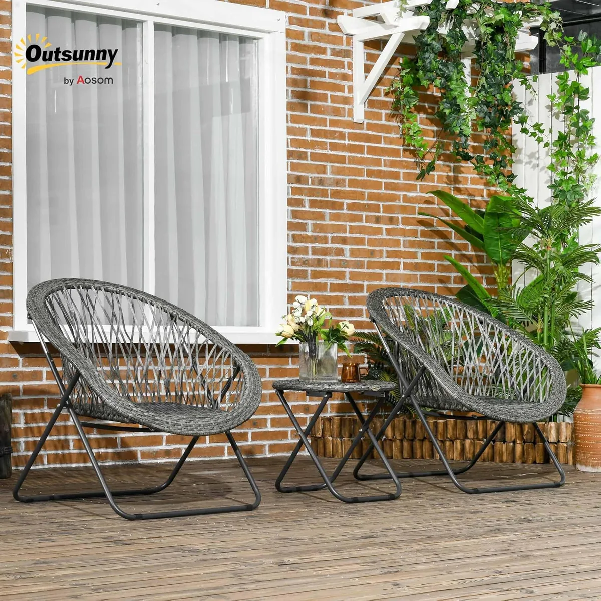 Polyrattan Gartenmöbel Set, klappbar Outdoor Sitzgruppe… — Ansicht 2