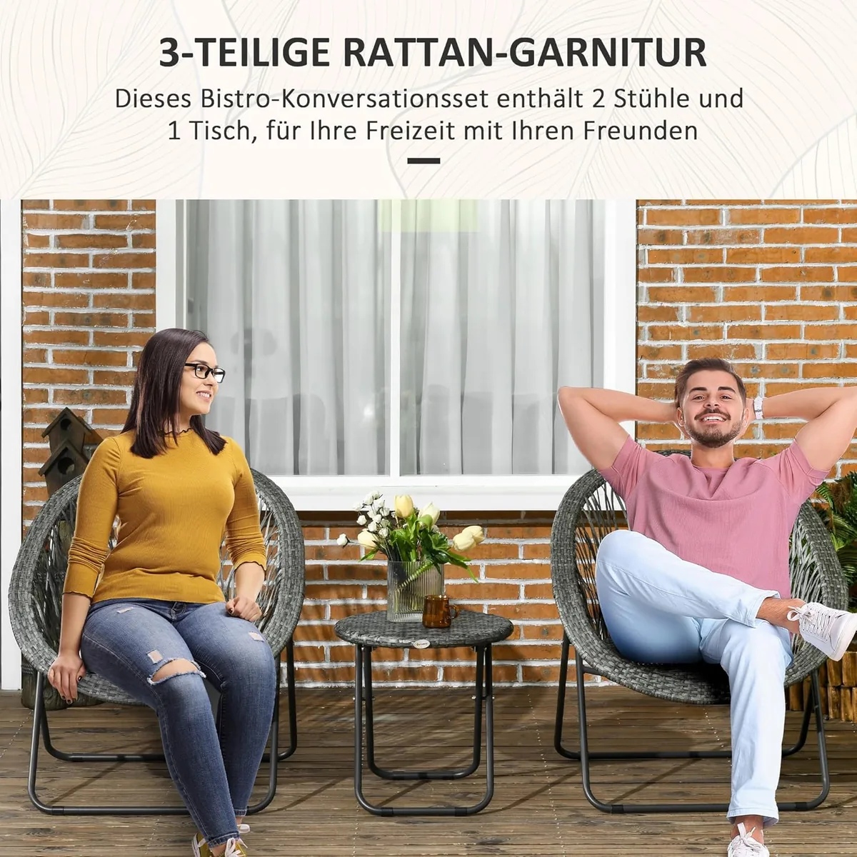 Polyrattan Gartenmöbel Set, klappbar Outdoor Sitzgruppe… — Ansicht 4