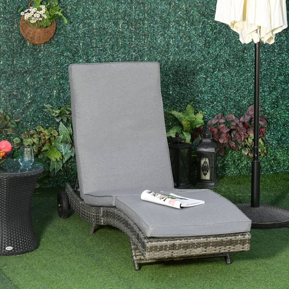 Polyrattan Sonnenliege Gartenliege mit Kissen 5-stufig… — Ansicht 2