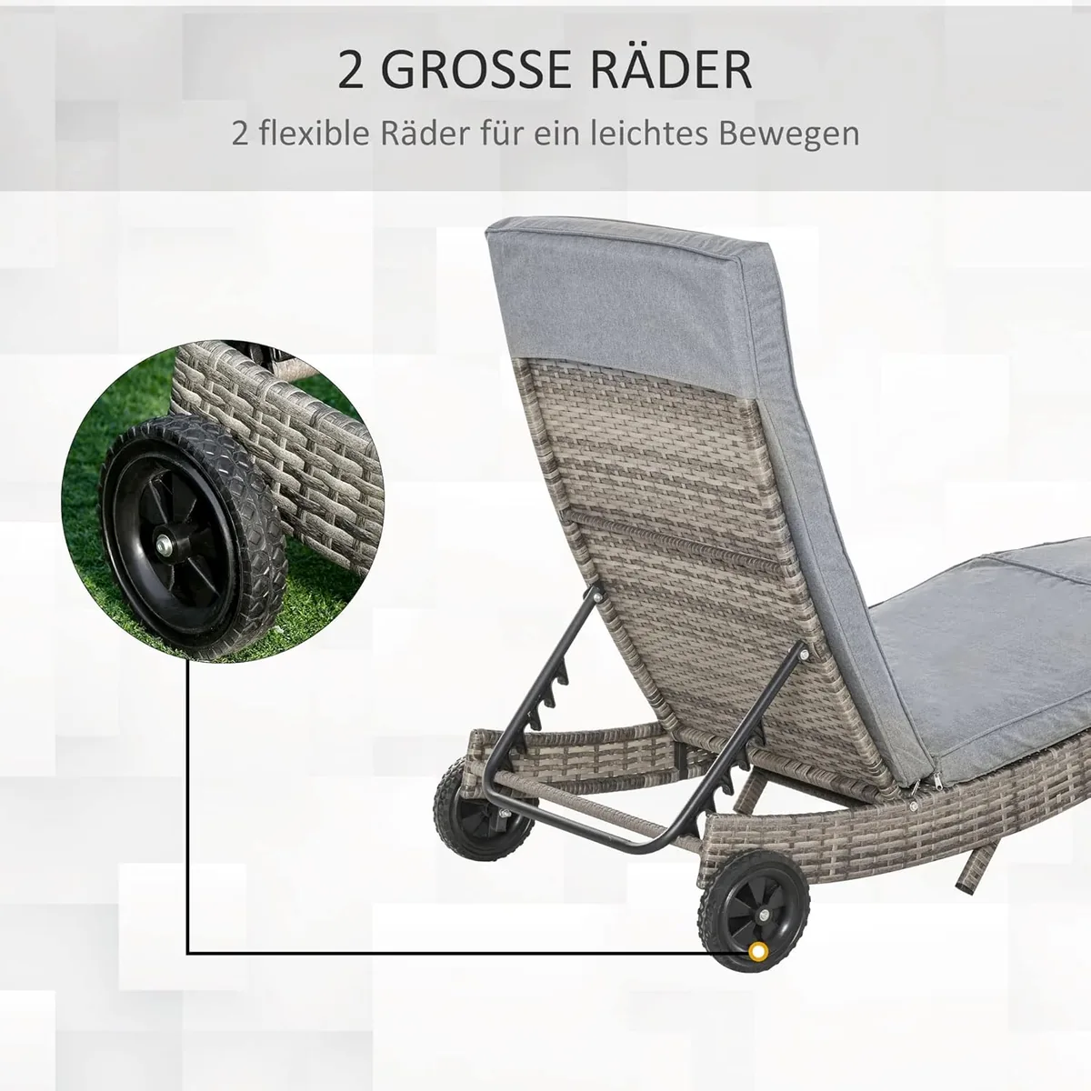 Polyrattan Sonnenliege Gartenliege mit Kissen 5-stufig… — Ansicht 4