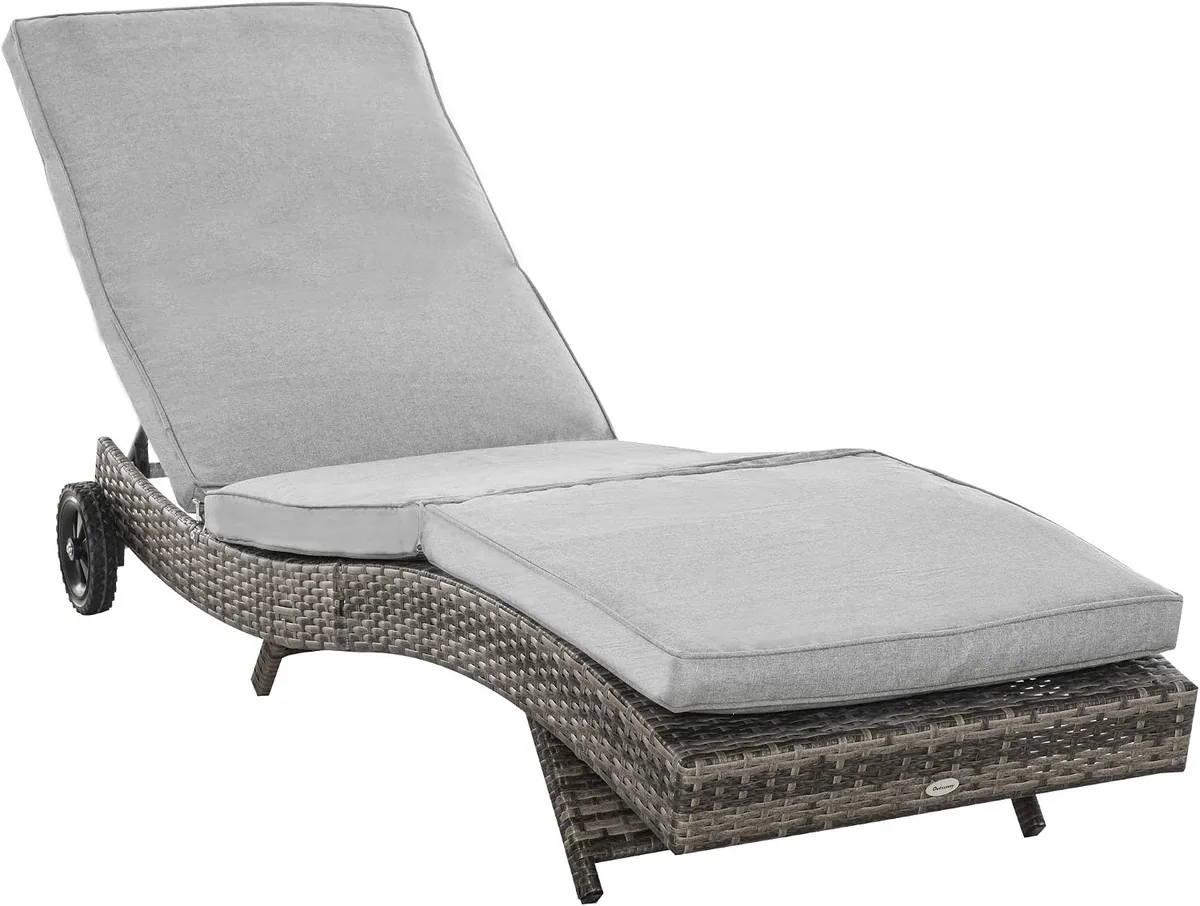 Polyrattan Sonnenliege Gartenliege mit Kissen 5-stufig…
