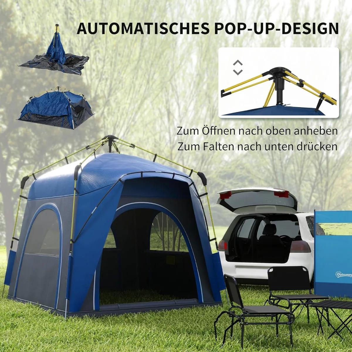 Pop Up Kuppelzelt für 3 Personen UV 50+ Campingzelt mit… — Ansicht 3