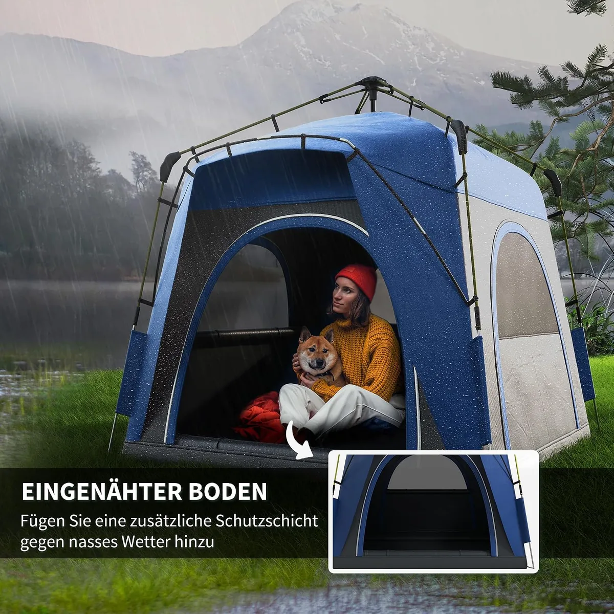 Pop Up Kuppelzelt für 3 Personen UV 50+ Campingzelt mit… — Ansicht 4