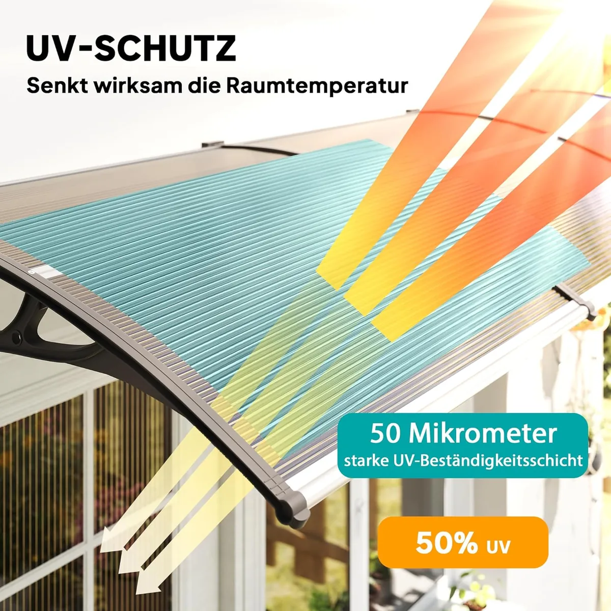 Pultvordach Vordach für Haustür 303 x 96 x 27 cm… — Ansicht 3