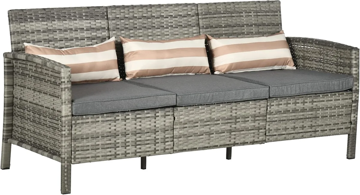 Rattan Sofa mit Kissen, Dreisitzer, Garten Loungesofa…