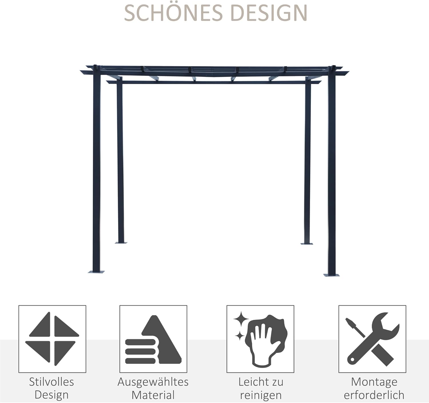 Outsunny Rosenpavillon Pflanzbogen Rosenbogen Rankhilfe Garten Pavillon wetterfest Metall Schwarz 2,97 x 2,95 x 2,3 m — Ansicht 5