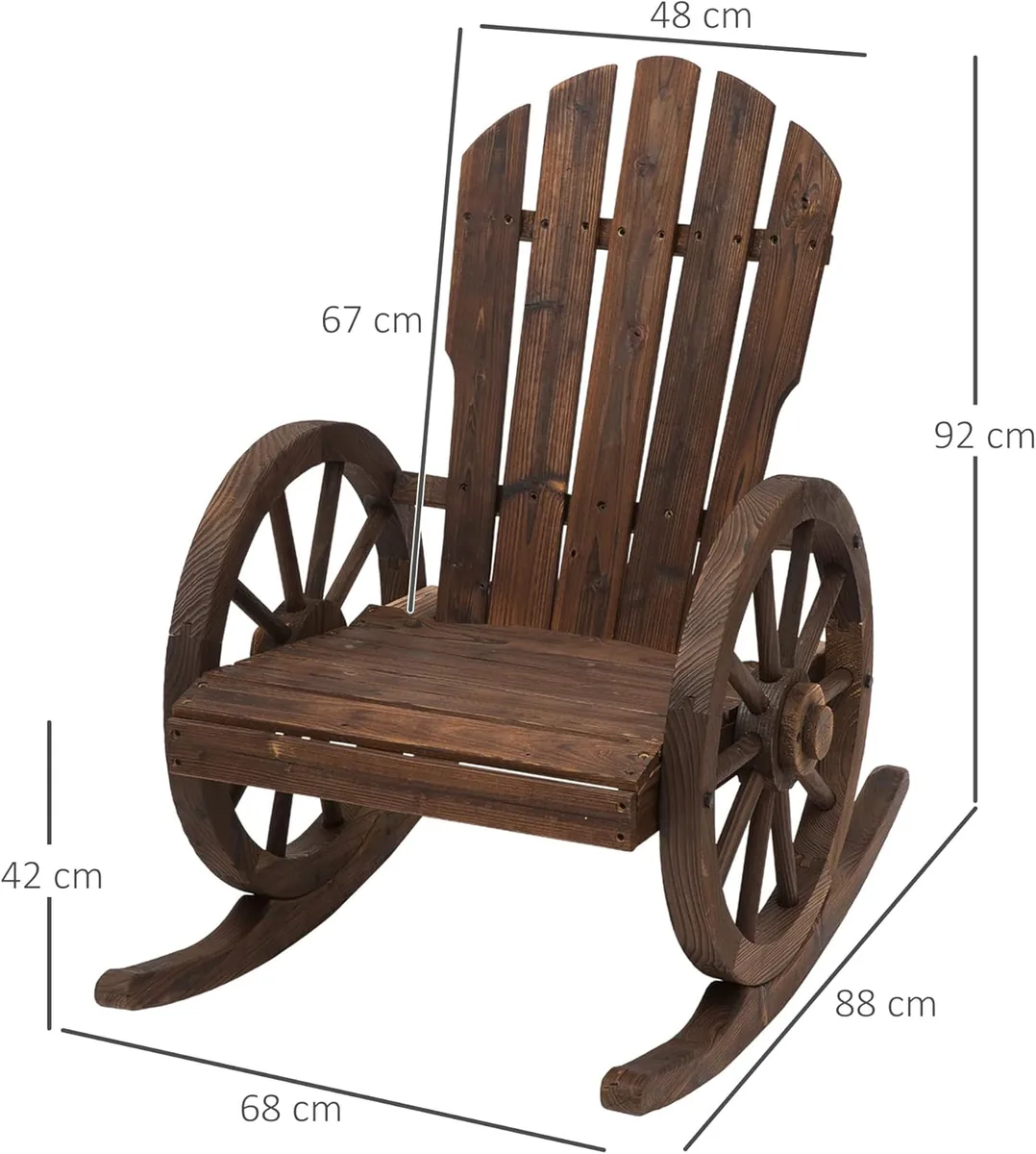 Schaukelstuhl, Rustikaler Relaxstuhl, Gartenstuhl mit… — Ansicht 3