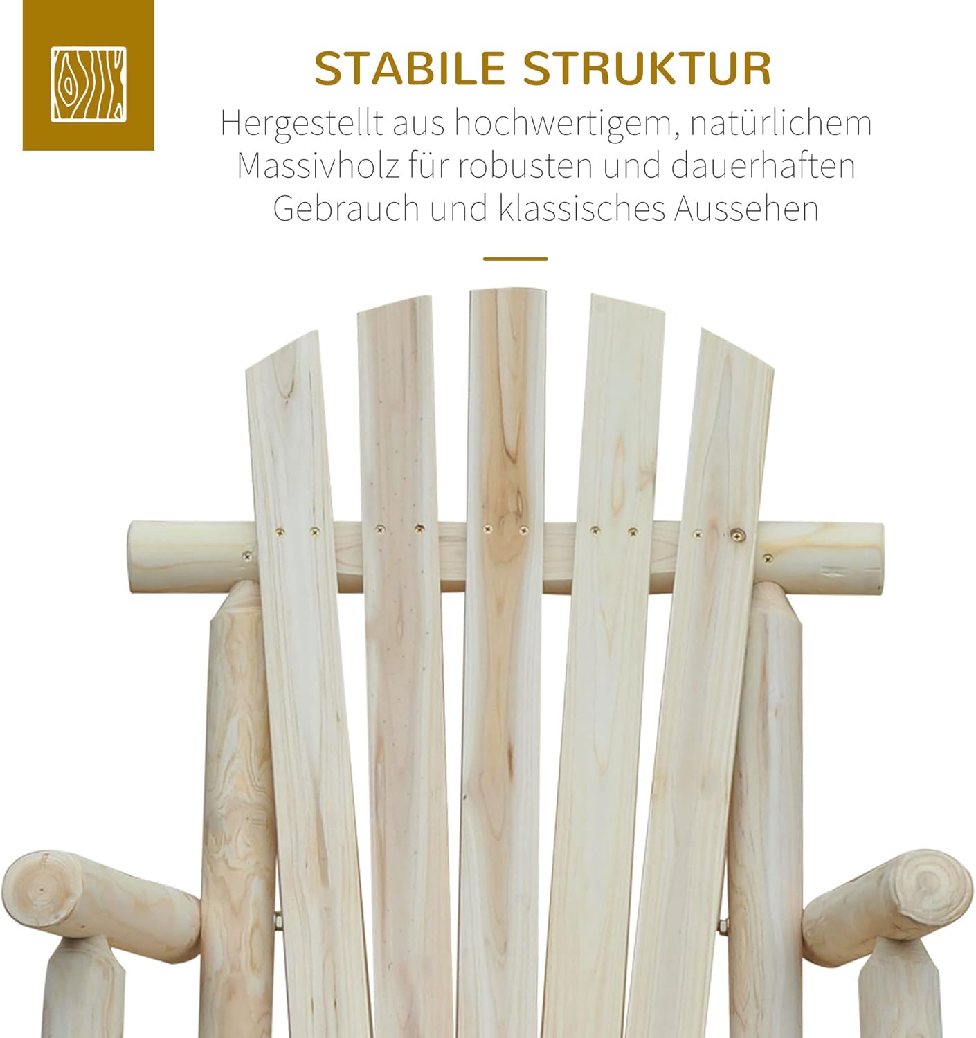 Outsunny Schaukelstuhl Schwingsessel Schaukel Gartenstuhl Relaxstuhl Tannenholz Natur — Ansicht 5