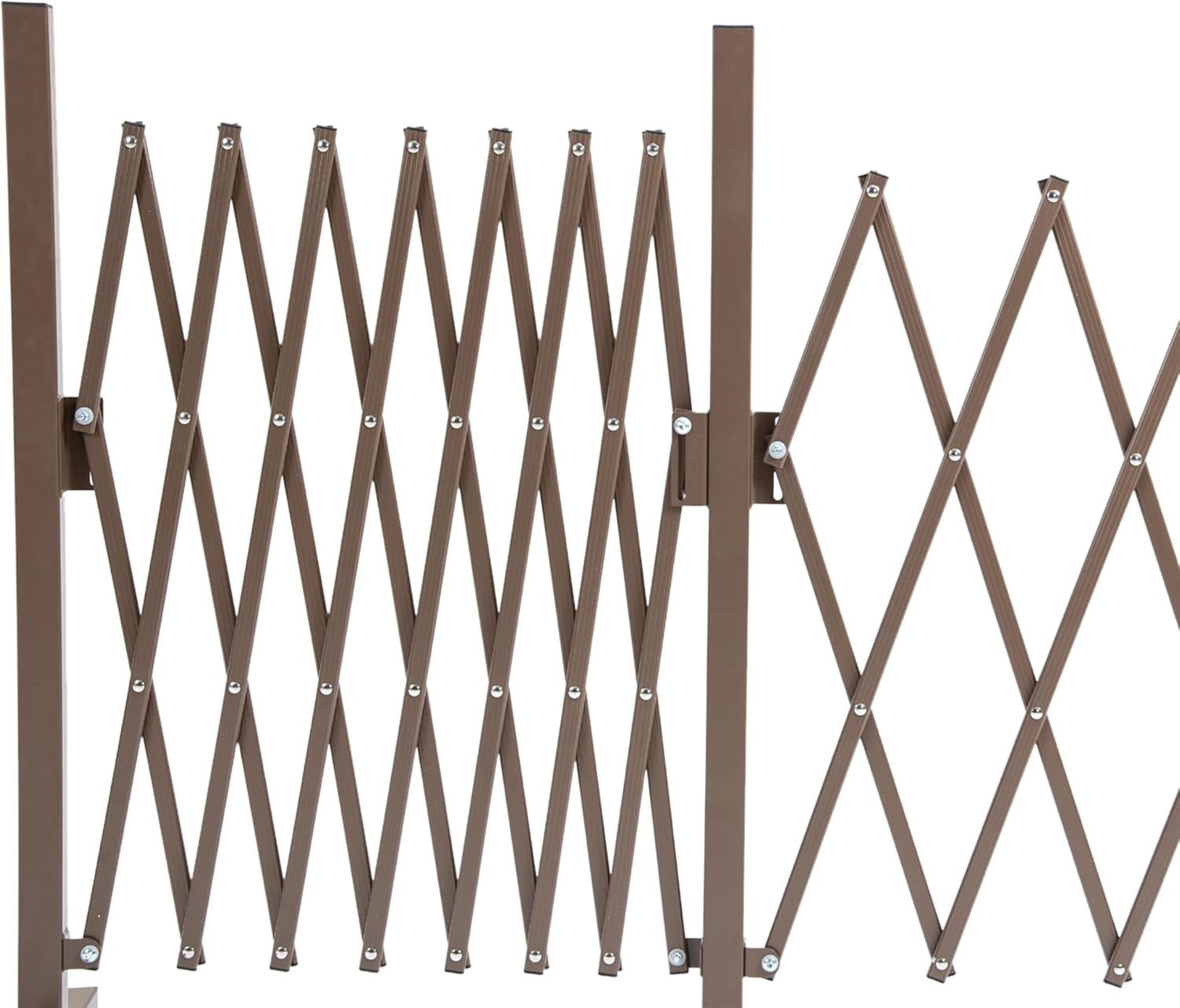 Outsunny Scherengitter Absperrgitter Scherensperre ausziehbar 52-405cm Garten Alu Braun H103,5cm — Ansicht 6