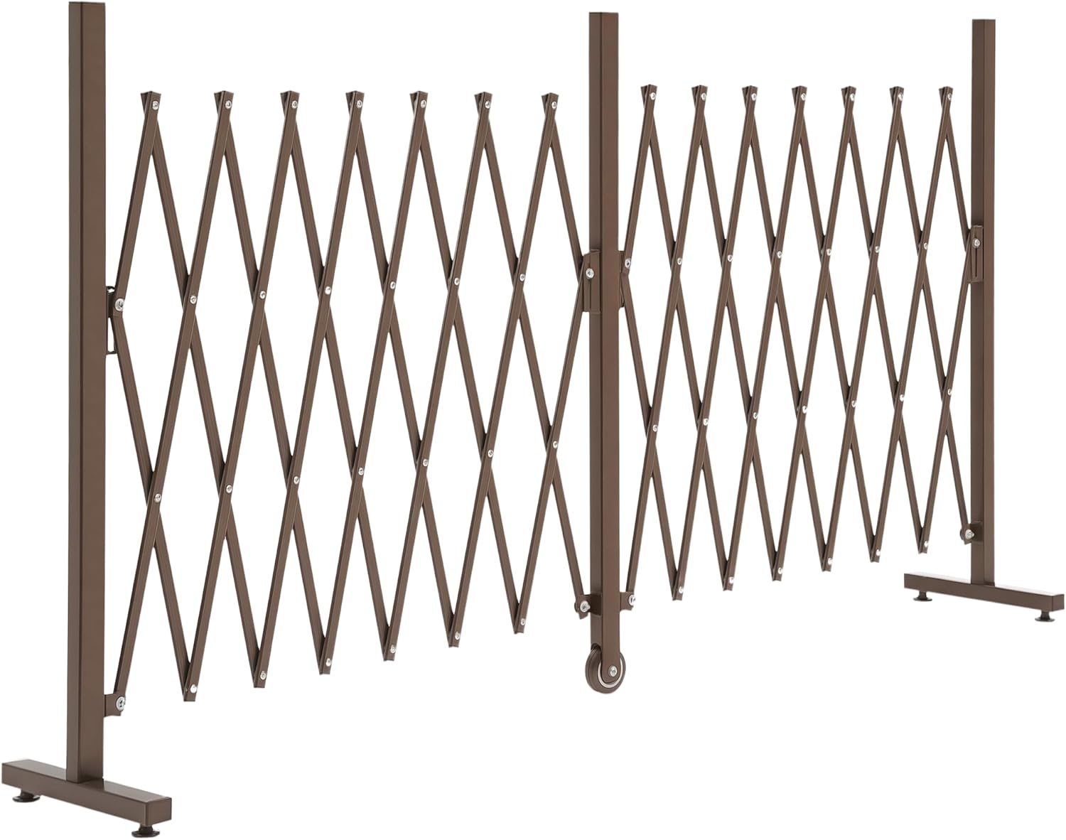 Outsunny Scherengitter Absperrgitter Scherensperre ausziehbar 52-405cm Garten Alu Braun H103,5cm