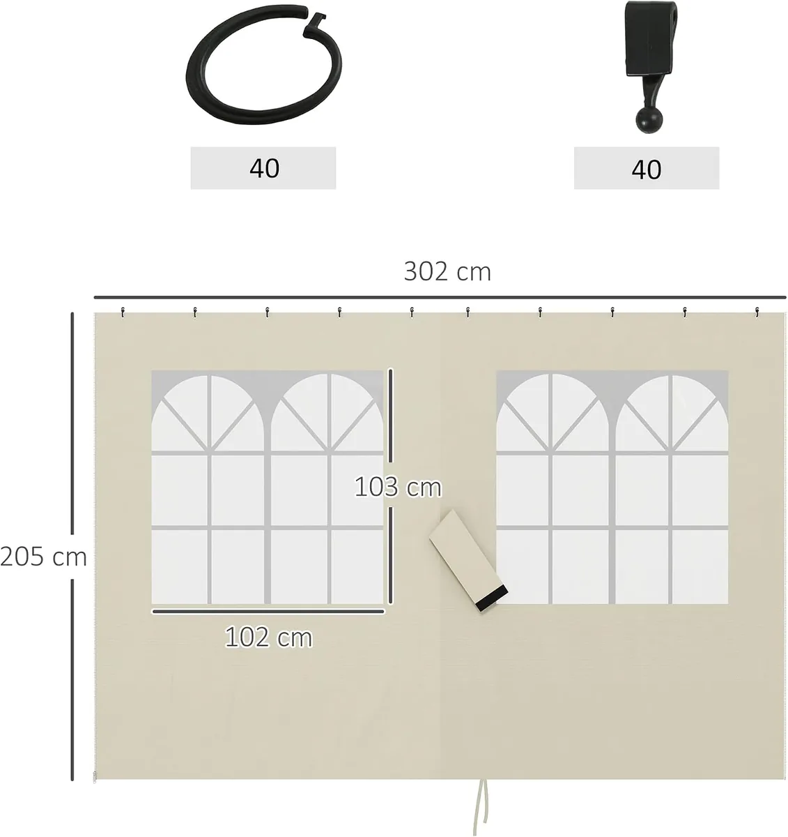 Seitenwand 4er Set für 3 x 3 m Pavillon Seitenteile mit 8… — Ansicht 3