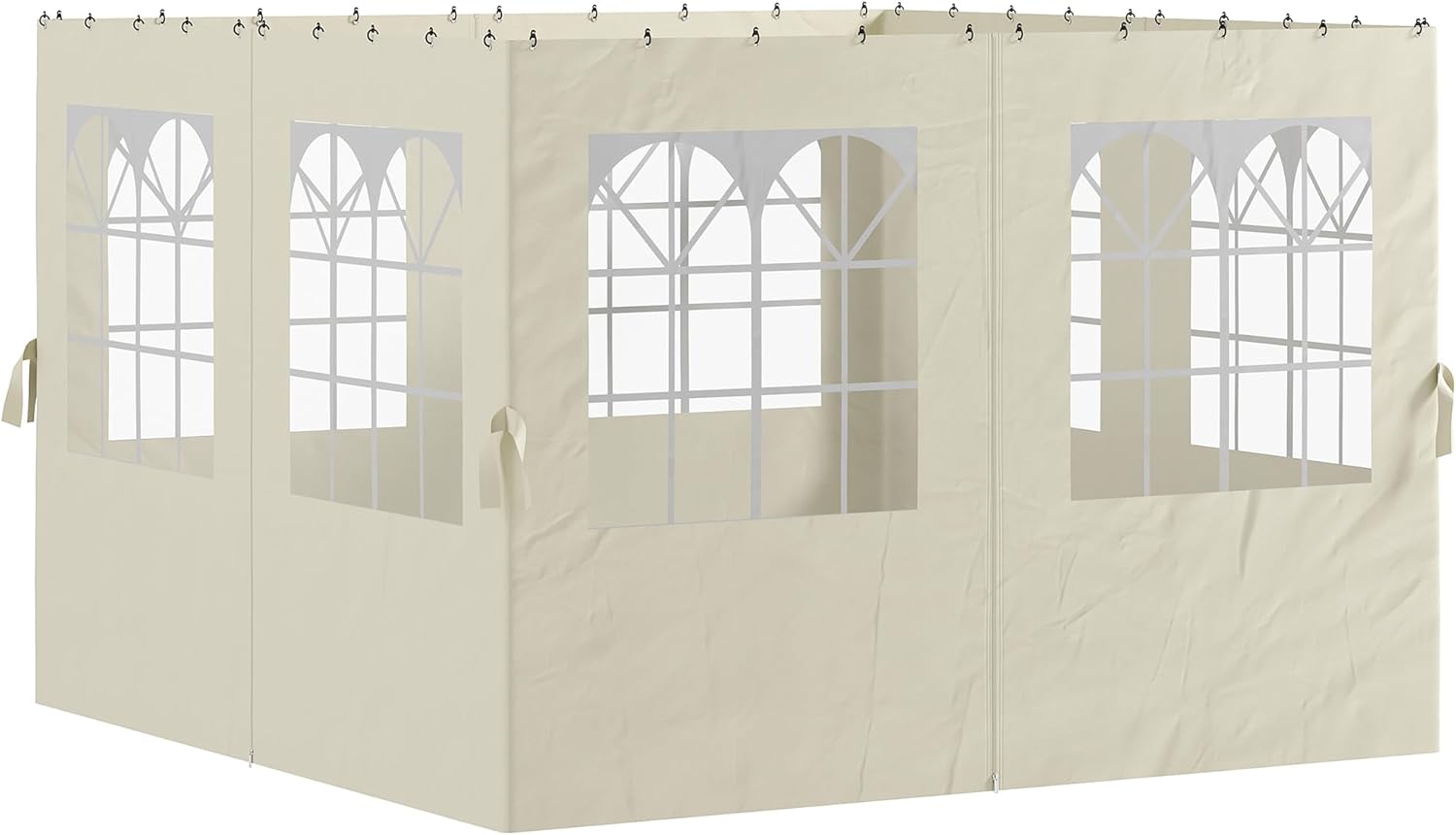 Outsunny Seitenwand 4er Set für 3 x 3 m Pavillon Seitenteile mit 8 Fenster Klettverschluss 302x205 cm Wasserdicht stabil Winterfest Seitenteil Seitenwände für Partyzelt Gartenpavillon Cremeweiß