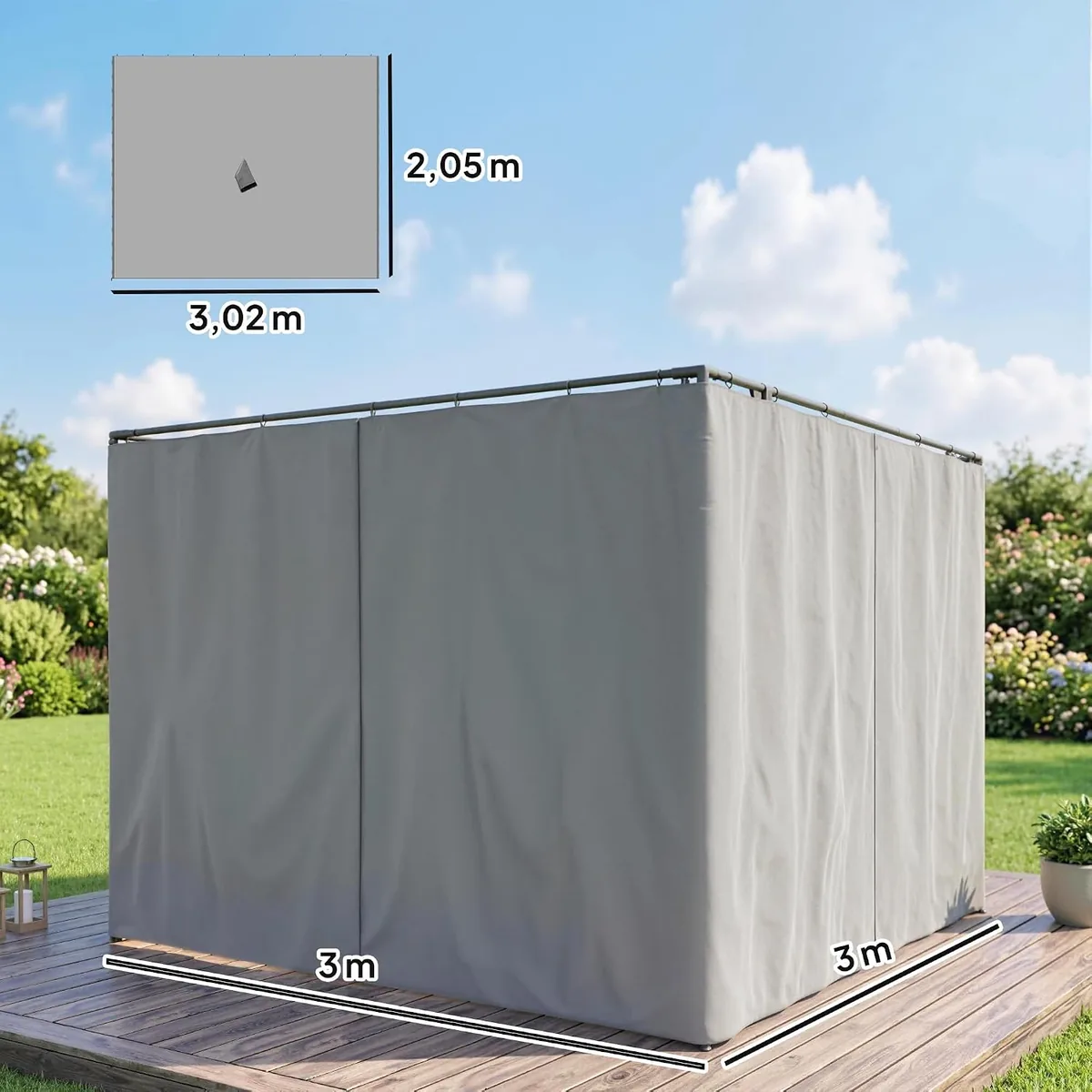 Seitenwand 4er Set für 3x3m Pavillon Seitenteile mit… — Ansicht 3