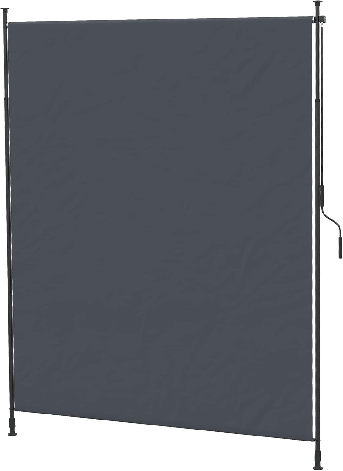 Outsunny Senkrechtmarkise,Vertikalmarkise mit Handkurbel, Wasserfest Sichtschutz, Einziehbares Sonnenschutz UV-beständig, Verstellbare Seitenmarkise, 200 x 215-305 cm für Balkon, Terrasse, Grau